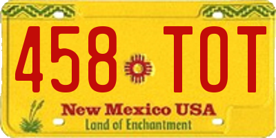NM license plate 458TOT