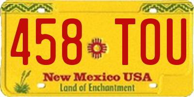NM license plate 458TOU