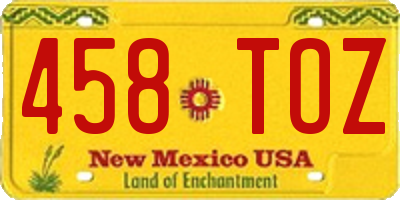NM license plate 458TOZ