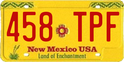 NM license plate 458TPF