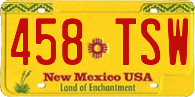 NM license plate 458TSW