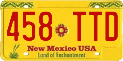 NM license plate 458TTD