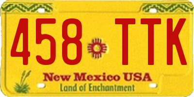 NM license plate 458TTK