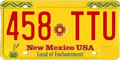 NM license plate 458TTU