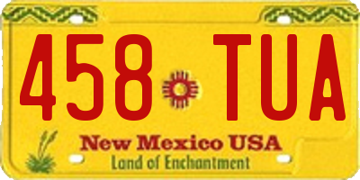 NM license plate 458TUA