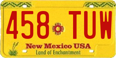 NM license plate 458TUW