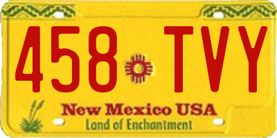 NM license plate 458TVY