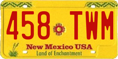 NM license plate 458TWM