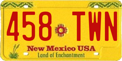 NM license plate 458TWN
