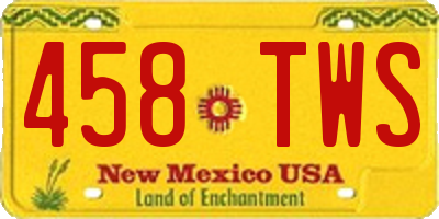 NM license plate 458TWS