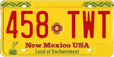 NM license plate 458TWT