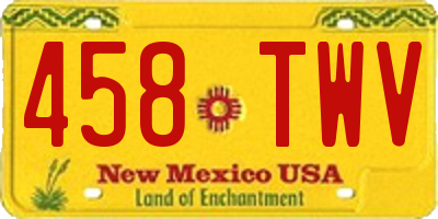 NM license plate 458TWV