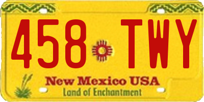 NM license plate 458TWY