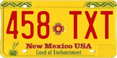 NM license plate 458TXT
