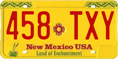 NM license plate 458TXY