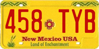 NM license plate 458TYB