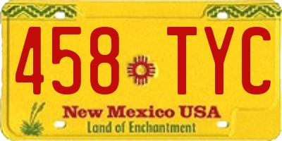 NM license plate 458TYC