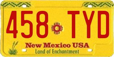 NM license plate 458TYD