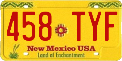 NM license plate 458TYF