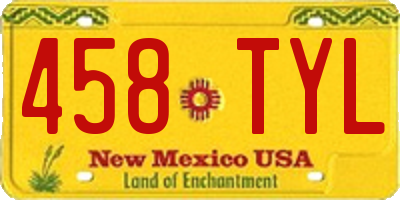 NM license plate 458TYL