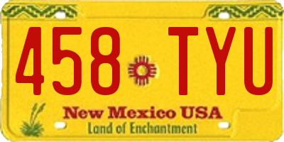 NM license plate 458TYU