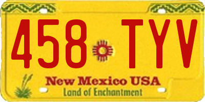 NM license plate 458TYV