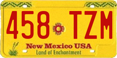 NM license plate 458TZM