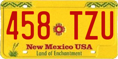 NM license plate 458TZU