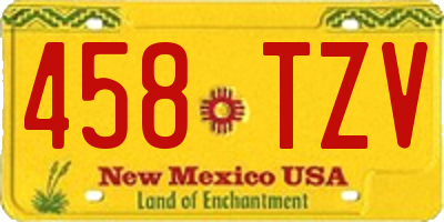 NM license plate 458TZV