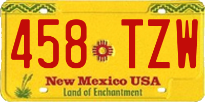 NM license plate 458TZW