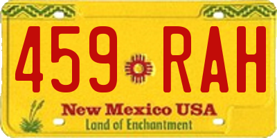 NM license plate 459RAH