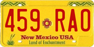 NM license plate 459RAO