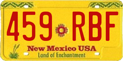 NM license plate 459RBF