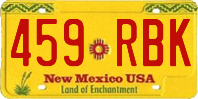 NM license plate 459RBK