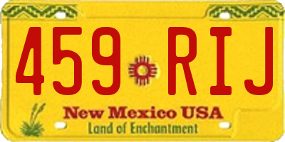 NM license plate 459RIJ
