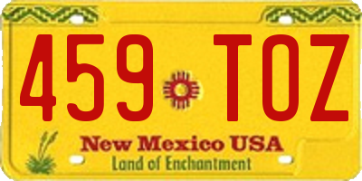 NM license plate 459TOZ