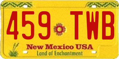 NM license plate 459TWB