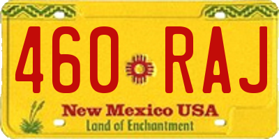 NM license plate 460RAJ