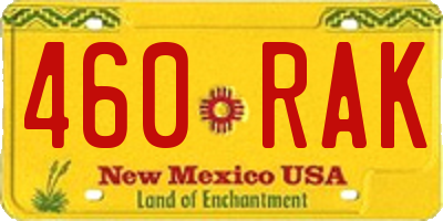 NM license plate 460RAK