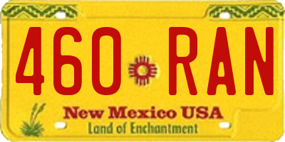 NM license plate 460RAN