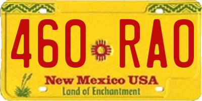 NM license plate 460RAO