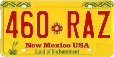 NM license plate 460RAZ