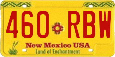 NM license plate 460RBW