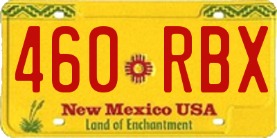 NM license plate 460RBX