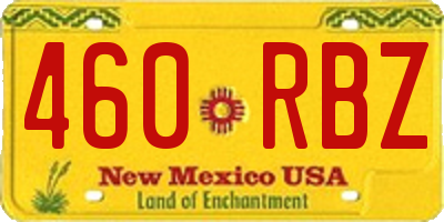 NM license plate 460RBZ