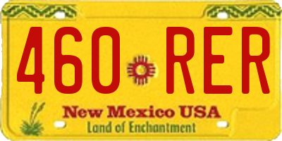 NM license plate 460RER