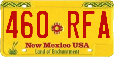 NM license plate 460RFA