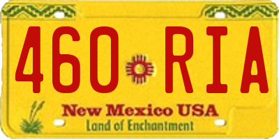 NM license plate 460RIA