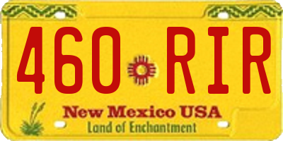 NM license plate 460RIR