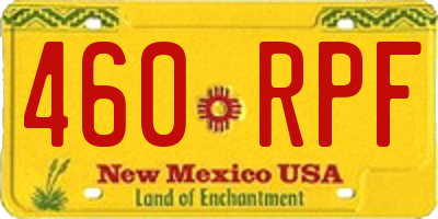 NM license plate 460RPF